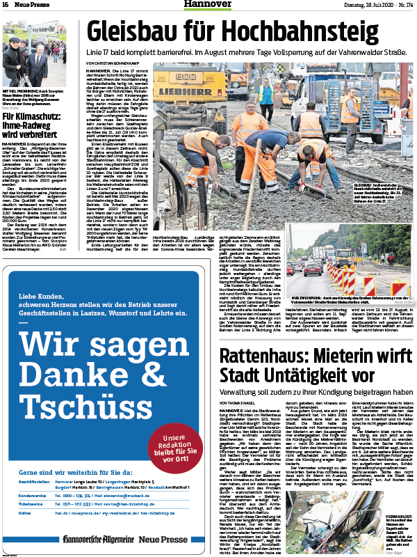 Artikel aus der Neuen Presse vom 28.07.2020